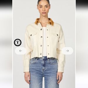 Dear John NWT Cream GINA CROPPED DENIM CHORE COAT JACKET XL